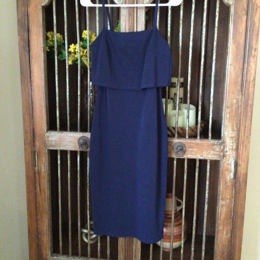 Navy Spaghetti Strap Midi Dress